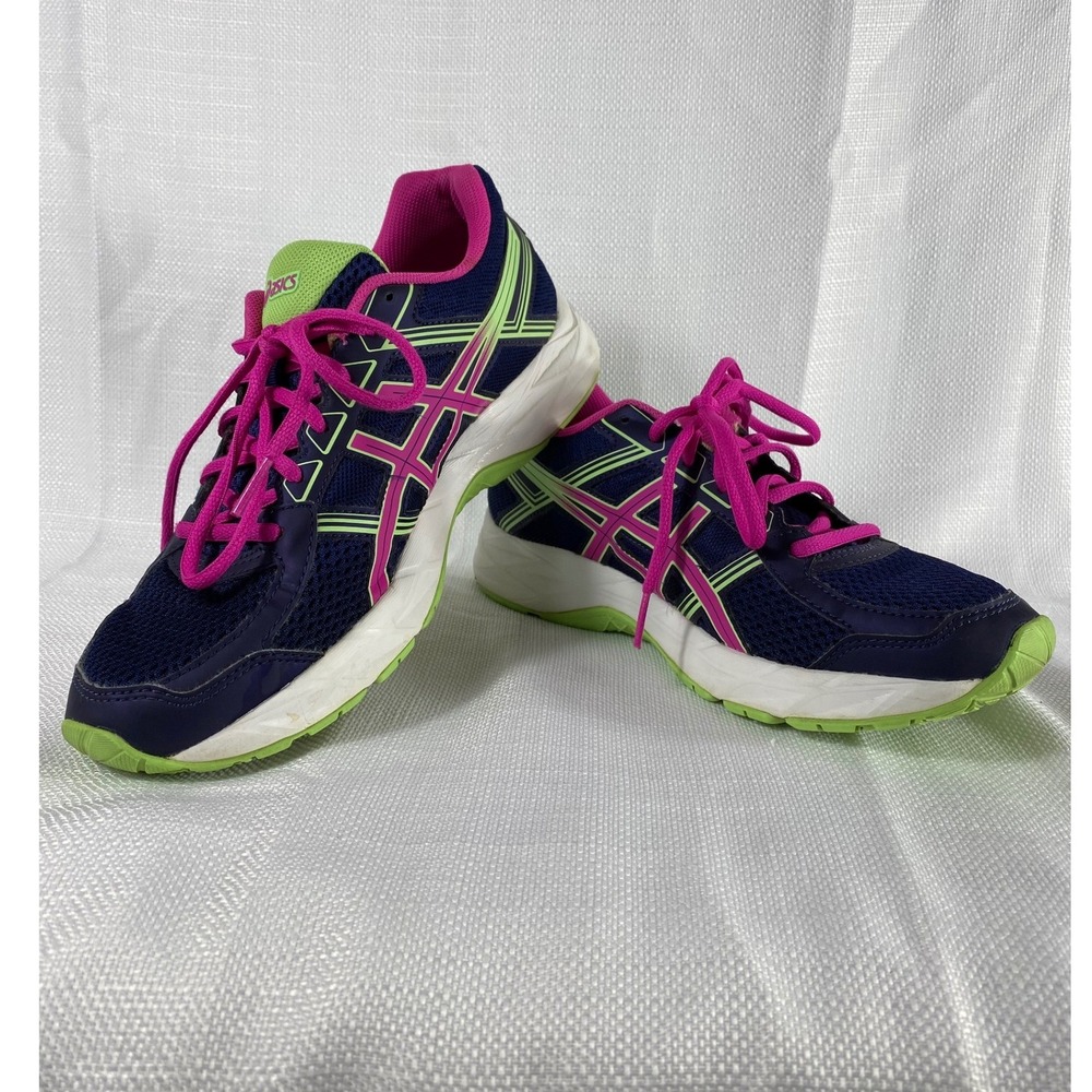 Asics Gel-Contend 4 Womens Running Shoes Navy Pink Lime Green T765Q Size 8.5